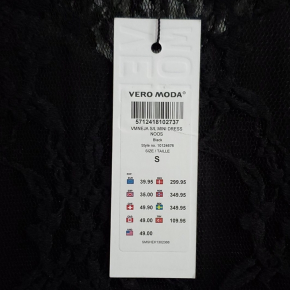 New With Tags Vero Moda Black Lace Dress Small - Picture 6 of 6